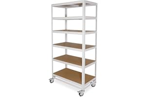 ‎BRB BRB Regalwagen/Kommissionierregal mit 6 Ebenen, Tragkraft 200 kg, BxTxH 900x500x1920 mm, lichtgrau