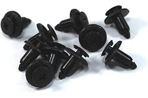 Speedy Fasteners -Paket mit 6 mm schwarzen Kunststoff-Verkleidungs-Clips, Schrauben für Honda, Suzuki, Yamaha, Kawasaki.