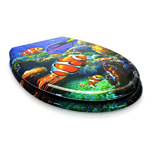 VENKON – Premium WC Sitz mit Absenkautomatik – Modell „Clownfisch & Doktorfisch“ – Toilettendeckel aus Duroplast (antibakteriell) inkl. Montagesatz (rostfreie Scharniere) - 7
