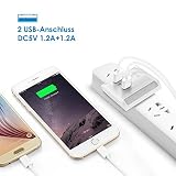 Albrillo LED Nachtlicht Steckdose Orientierungslicht mit 2x Dual USB-Anschluss, Dämmerungssensor, 10 LEDs, 3 Modi, Dimmbar - 5