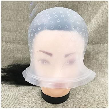 Professional Silicon Dye Frosting CapReusable Hair Colouring Hairdressing Highlighting Dye with Metal Hook Hair Coloring Hat