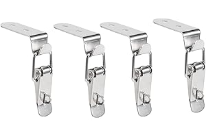 Kaneorooir 90 Degrees Duck-Mouth Buckle Hook Lock Stainless Steel Spring Loaded Draw Toggle Latch Clamp Silver Hasp Latch Catch B