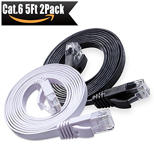 Cat6 Cable de red 15m Gigabit Ethernet FTP - Lan Gigabit Cable de parcheo RJ45 Cat6 Cable de conexión a red (1000 Mbit/s 1 Gigabit Twisted Pair FTP sin Halógeno 100% Cobre) - 1,5M Blanco + 1,5M Negro