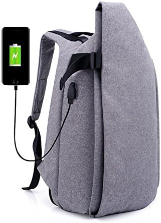 Men's Laptop Backpack Women's Canvas Bag With USB Charging Anti Theft Rucksack Travel Outdoor Hiking Chest Daypack College Business ( Color : Dark gray )