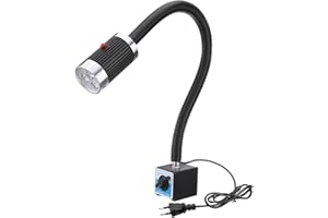 MIRTHBUY Lampada a macchina con base magnetica, lampada a LED per tornio, 9 W, flessibile, impermeabile, con base magnetica, per banchi da lavoro, tornio, fresatrice cnc