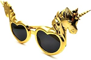 ‎HZAOPZE HZAOPZE 1 Pcs Creative Unicorn Heart Glasses Silly Funny Party Novelty Sunglasses for Party Selfie Props Gold