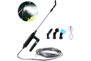 Hojalis Pulverisateur Electrique, Pulverisateur pour Toiture, 7.4V/1A Pulverisateur de Jardin Electrique, Pulvérisateur à Batterie avec 3 Buses Et 5M de Tuyau, USB Rechargeable, pour Pelouse, Jardin