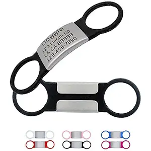 Slide-On Pet ID Tags, No Noise Collar Tags Made of Stainless Steel, Personalized Engraved Dog & Cat Tags, Silent On Collar Tags for Small Medium Large Breeds Pets