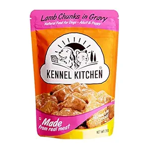 Kennel Kitchen Puppy and Adult Wet Dog Food Lamb Chunks in Gravy, 70g/80g (Pack of 12)