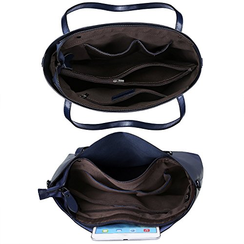 S-ZONE Damen Vintage 3-Way Echtes Leder Tote Schultertasche Handtasche Mode Handtasche Messenger Bag