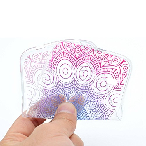 Samsung Galaxy S5 Hülle,TOYYM Transparent Kristall Ultra Dünn [Perfect fit] Soft Bumper Handyhülle Case TPU Silikon Backcover,Durchsichtige Schutzhülle Anti-scratch mit Retro Muster Design hinten Tasche Etui für Samsung Galaxy S5-Mandala Blume - 2