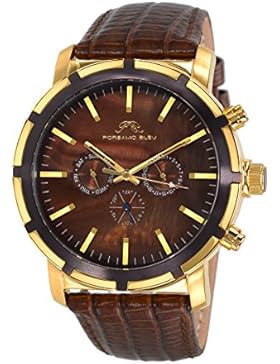 Porsamo Bleu Nyc Echtes Leder Golden Tönung & Braun Herren-Armbanduhr 051Cnyl