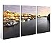 Produktbild Leinwandbild 3 Tlg. Skyline Bremen Hafen Fluss Stadt Leinwand Bild Bilder Holz fertig gerahmt 9P973, 3 tlg BxH:120x80cm (3Stk 40x 80cm)