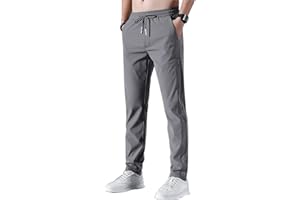 WOPEE Schnell trocknende Stretch-Hose für Herren, Klassische Business-Hose mit hoher elastischer Taille, Ultra-elastische, leichte, schnell trocknende Jogginghose aus Eisseide mit Tasche.