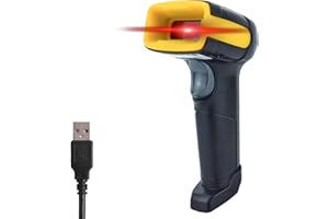 LENVII Lecteur Code à Barres 2D Scanner Code Barre USB Barcode Scanner(PDF417, QR, Datamatrix) Support pour Le Balayage d'écran QR Code Scanner（Jaune）