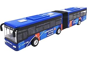 FCXVXCL Toy Bus with Box, Pull Back Vehicle Alloy Diecast Car Toys, Mini Friction Powered City Play Set, Model Kids Gifts (Blue)