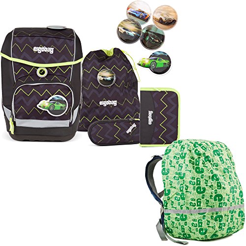 Preisvergleich Produktbild Ergobag Cubo Drunter und DrüBär Schulrucksack-Set 5tlg + Regenhaube Grün