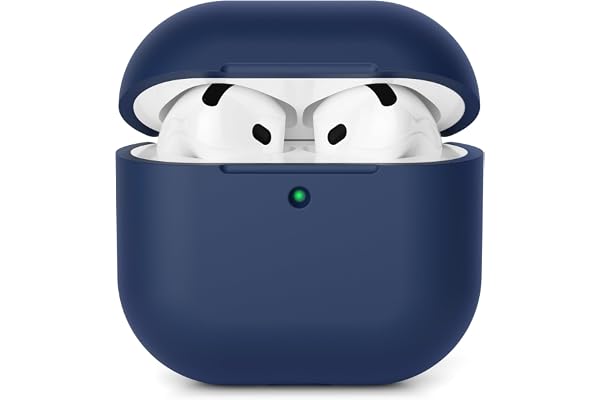 AOTUAO Coque Compatible avec Airpods 4 (2024), Housse Étui Protection Antichoc Anti-Rayures en Silicone Case Cover pour AirPods 4ᵉ Génération Housse, LED Avant Visible, Midnight Blue