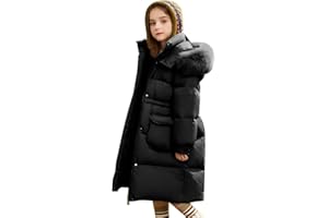 Tilozs Winterjacke Mittlere Länge Wintermantel Mädchen Steppjacke Kinder Kapuzenjacke Steppjacke Winddicht Daunenjacke Gürtel Parka Jacke