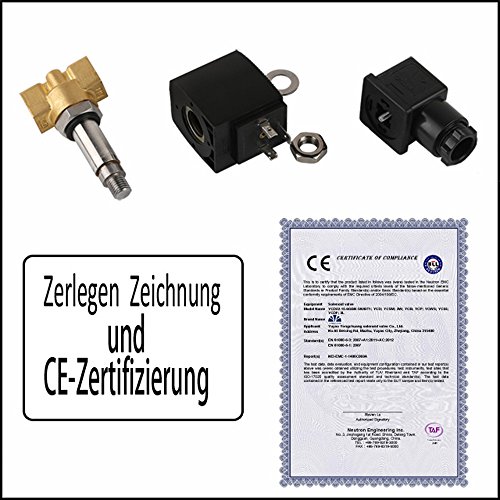 Messing Elektrisches Magnetventil,Servogesteuert, Wasser Gas Öl(Stromlos Geschlossen N/C; G1/4″ 0-10bar) - 2