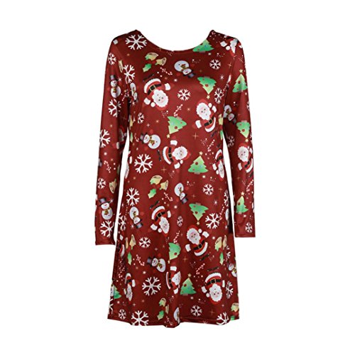 Dress Christmas Women Xmas Print Swing Dress Ladies Long Sleeve |  Desertcart Andorra