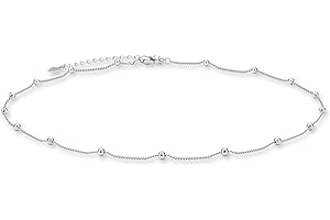 CERSLIMO Kette Silber 925 Gold Rosegold, Sterling Silber Choker Kette Damen Perle Halskette ohne Anhänger für Frauen Mädchen