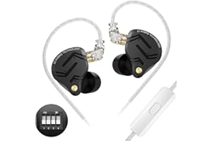Yinyoo KZ ZS12 Pro X Auriculares con Cable y Microfono,1DD 5BA Cascos,4 Interruptores de Sintonización IEM,Cubierta de Metal Completa Auriculares In Ear Desmontable Chapado en Plata de 2 Pines