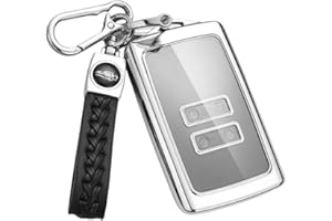 MEDZUK 【5 Couleurs】 Compatible avec Dacia Sandero 3 | Sandero Stepway 3 2020-2023 2024 Coque de clé de Voiture avec porte Clés Accessoire Protection (argent)