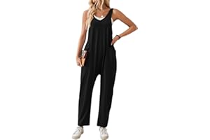 SotRong Summer Jumpsuit for Women Uk Casual Leisure Sleeveless V Neck Jersey Rompers Wide Leg Solid Harem Playsuits Baggy Loose Tank Overall with Pockets