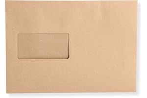 MARI-MEDIENVERPACKUNGEN Pack of 100 Envelopes C5 A5 Brown Self-Adhesive with Window 229 x 162 mm SK