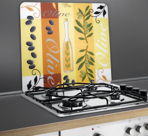 WENKO 2521446500 Herdabdeckplatte Universal Oliven – 2er Set, für alle Herdarten, Gehärtetes Glas, 30 x 1.8-4.5 x 52 cm, Mehrfarbig - 10