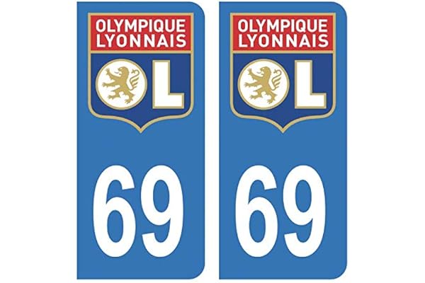 HADEXIA Autocollant Stickers Plaque immatriculation Voiture Auto 69 Club OL Olympique Lyonnais Bleu Foot