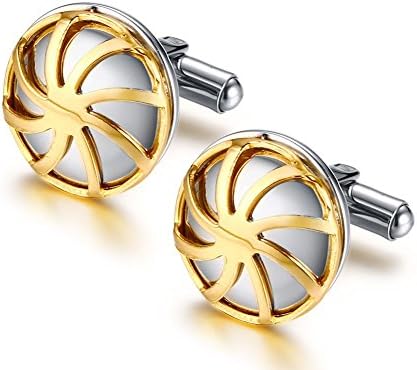Vnox Stainless Steel 18K Gold Plated 3D Round Shape Shirt Stud Cufflinks Cuff Link for Men