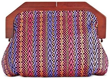 INC International Concepts Miinie Wood Clutch Pink Multi