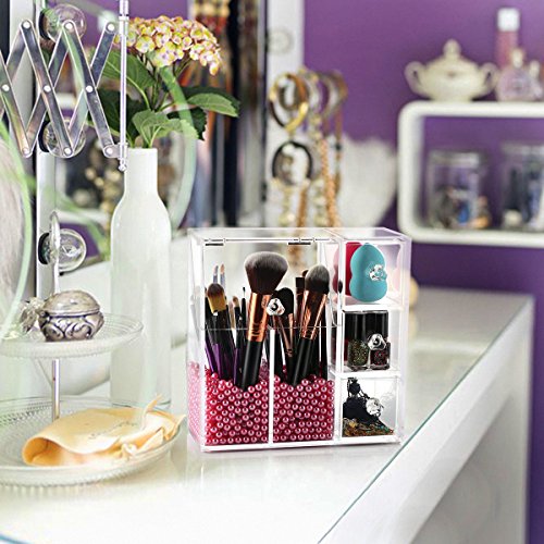 HBF Pinsel Aufbewahrung | mit Lippenstift Organizer | Spitzenqualität und Multifunktioal | transparentes Acryl | Make up Bürsten Halter | für Kosmetik Schminktisch Badezimmer | Lippenstifthalter | aus 5mm Acrylglas für Damen - 4