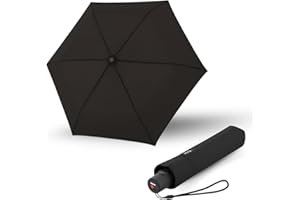Knirps Regenschirm C.250 Light Duomatic Black mit Schirmtasche I Taschenregenschirm mit Duomatic-Funktion I Auf-Zu-Automatik I Taschenschirm mit Drucktaste I Regenschirm automatisch & leicht
