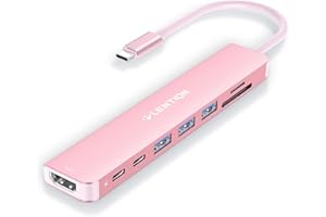 LENTION 8 in 1 USB C Hub, Adaptor with 4K 60Hz HDMI, Type C Data Port, 100W PD Charging, SD/Micro SD Card Reader, 3 USB 3.0, for 2023-2016 MacBook Pro, New Mac Air/Surface, More, (CE18s, Rose Gold)