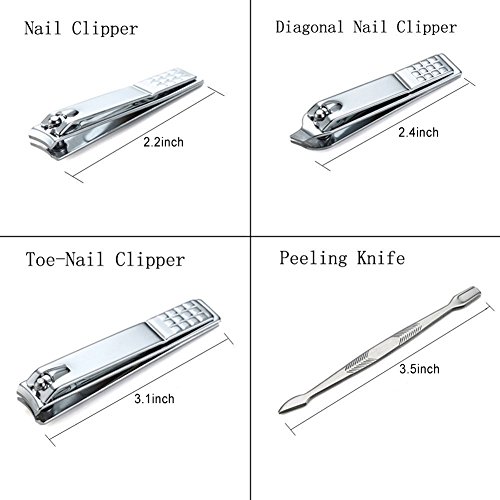 Hifina 12-teiliges Nagelset/ Maniküre Pediküre Set/ Nagelknipser Set/ Maniküreset / Nagelpflegeset einschließen Nagelzange, Nagelknipser, Nagelschere, Pinzette etc. - 2