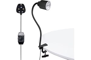 Luxvista LED Clip On Lamp Dimmable, incl.1x GU10 Bulb 5W 2800K Warm White, Black Reading Light with Smooth Dimming, Clip Light, Desk Lamp with 360° Flexible Silica Gel Gooseneck, AC 220-240V (Black)