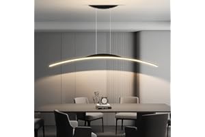 LANEKD Lustre Salle à Manger Salon LED Suspension Moderne Table à manger Lampe Led Suspendue Lampe Linéaire Simple Dimmable Hauteur Réglable Plafonnier pour Bureau D’étude Lampe de Cuisine (noir, L120cm)