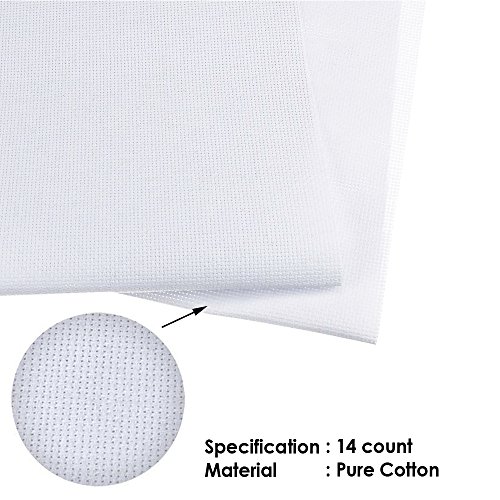 JJOnlineStore – Aida-Stoff, Baumwolle, 14 Count, Kreuzstich DIY, Weiß, weiß, 100 x 110cm / 39″ x 44″ - 2