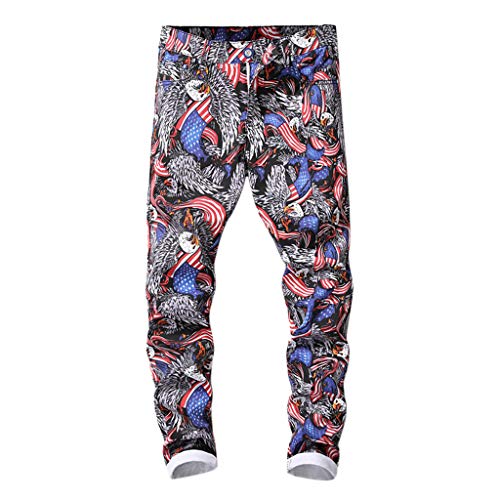 Preisvergleich Produktbild Malloom- Bekleidung Frühling und Sommer Herren Freizeithosen Trend Printed Pocket Jeans Printed Colorful Jeans Gray M L XL XXL 3XL 4XL 5XL 6XL