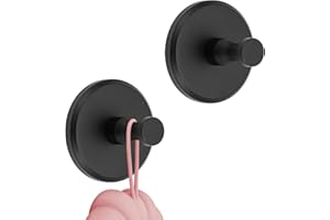 Bafiwu Lot de 2 crochets à ventouse pour salle de bain - Extra solides - Ventouses - Crochets pour serviettes et peignoirs - Noir