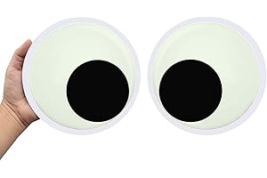 Cinvo 17,8 cm große Kulleraugen, selbstklebend, 18 cm, große Wackelaugen, die im Dunkeln leuchten, große klebrige Augen für Partydekorationen, Kühlschrank, Tür, Weihnachtsbäume, Auto,(2 Stück)