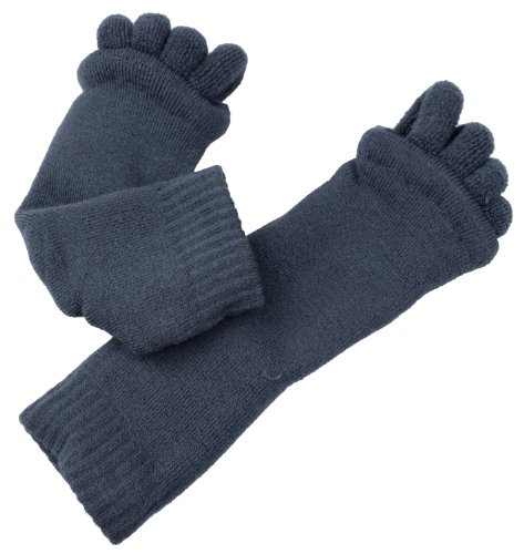 FOONEE Lady Comfy Toes Foot Alignment Feet Socks (L,1 Pair,Dark Blue)