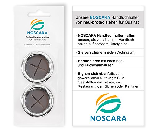 Original Noscara Handtuchhalter – Geschirrtuchhalter für Handtücher, Geschirrtücher in Sanitär Küche – Bad – WC – Selbstklebend ohne Bohren – Schrauben – 4,2 cm x 2,2 cm – Set - 7