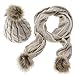 Produktbild Ducomi® Lux & Co. Designer-Set mit Schal und Mütze aus weicher Wolle, mit Pompons, beige