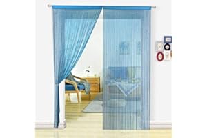 HSYLYM String Curtains Spaghetti Door Beads Light Weight Colourful Dense Bead Curtains for Party Decorations,Tealblue,90x245cm