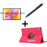 Huawei Matepad SE 11in&ccedil; ile uyumlu Kılıf D&ouml;nen Tablet Kilifi Ekran Koruyucu+Kalem (Matepad SE 10.4in&ccedil; Değildir) Pembe Koyu