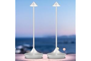 ‎BRAVZURG bravzurg LED Akku Tischlampe Kabellos 2er Set, Modern Dimmbar Kabellose Tischleuchte 6000mAh, Aluminium, Wasserdicht, Tischlampen Aufladbar für Outdoor Indoor Restaurant Nachttisch Terrasse (Silber)